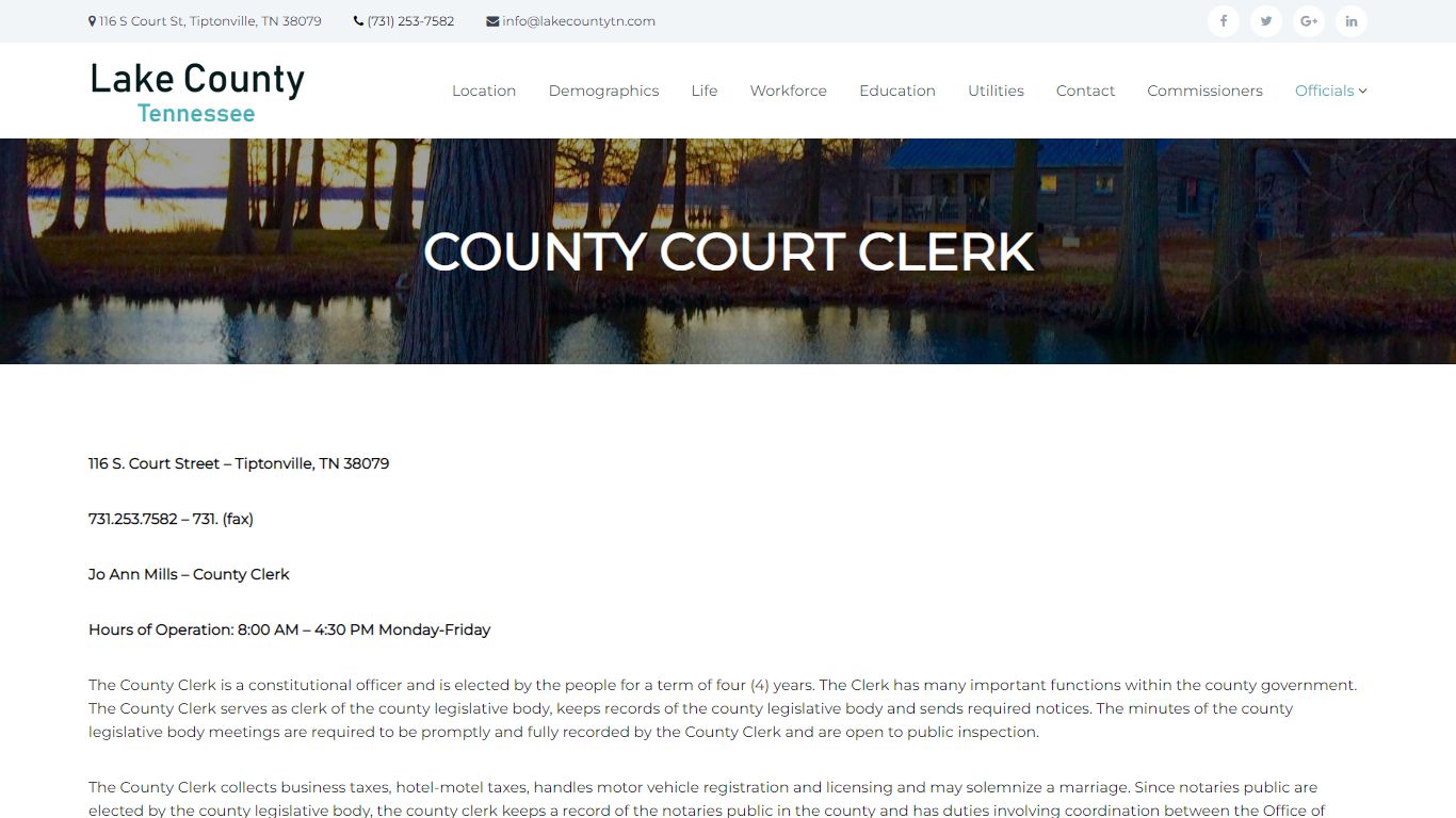 COUNTY COURT CLERK - Lake County, Tennessee